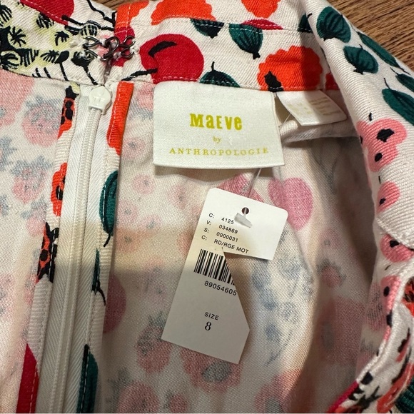 Anthropologie Maeve Red and Green Floral romper with Flutter Sleeves size 8 - Picture 8 of 13